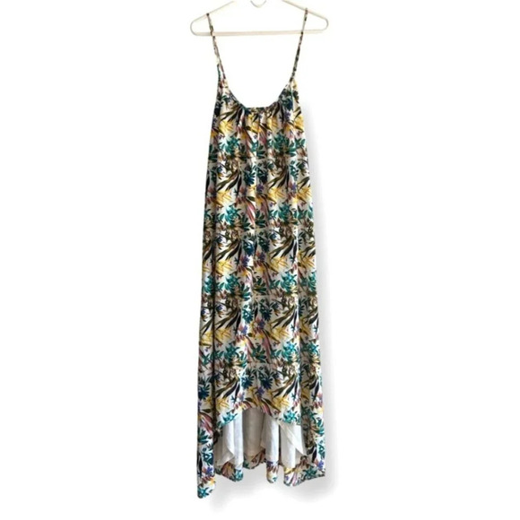 Bishop & Young Small Tropical Leaves Floral Maxi Dress Resortwear Hi-Lo Anthro - Picture 2 of 13